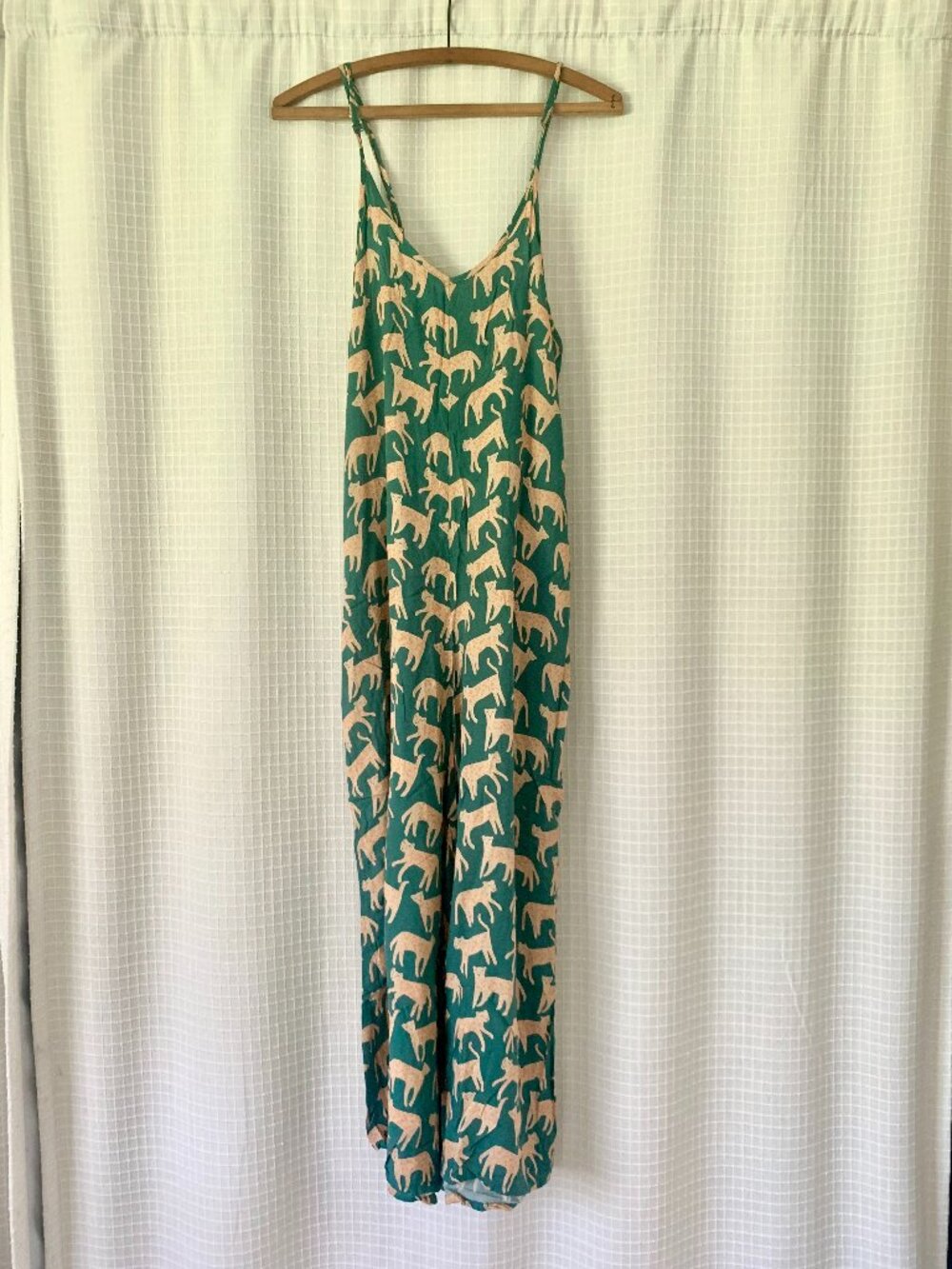 Teal Jungle Cat Jumpsuit with Pockets